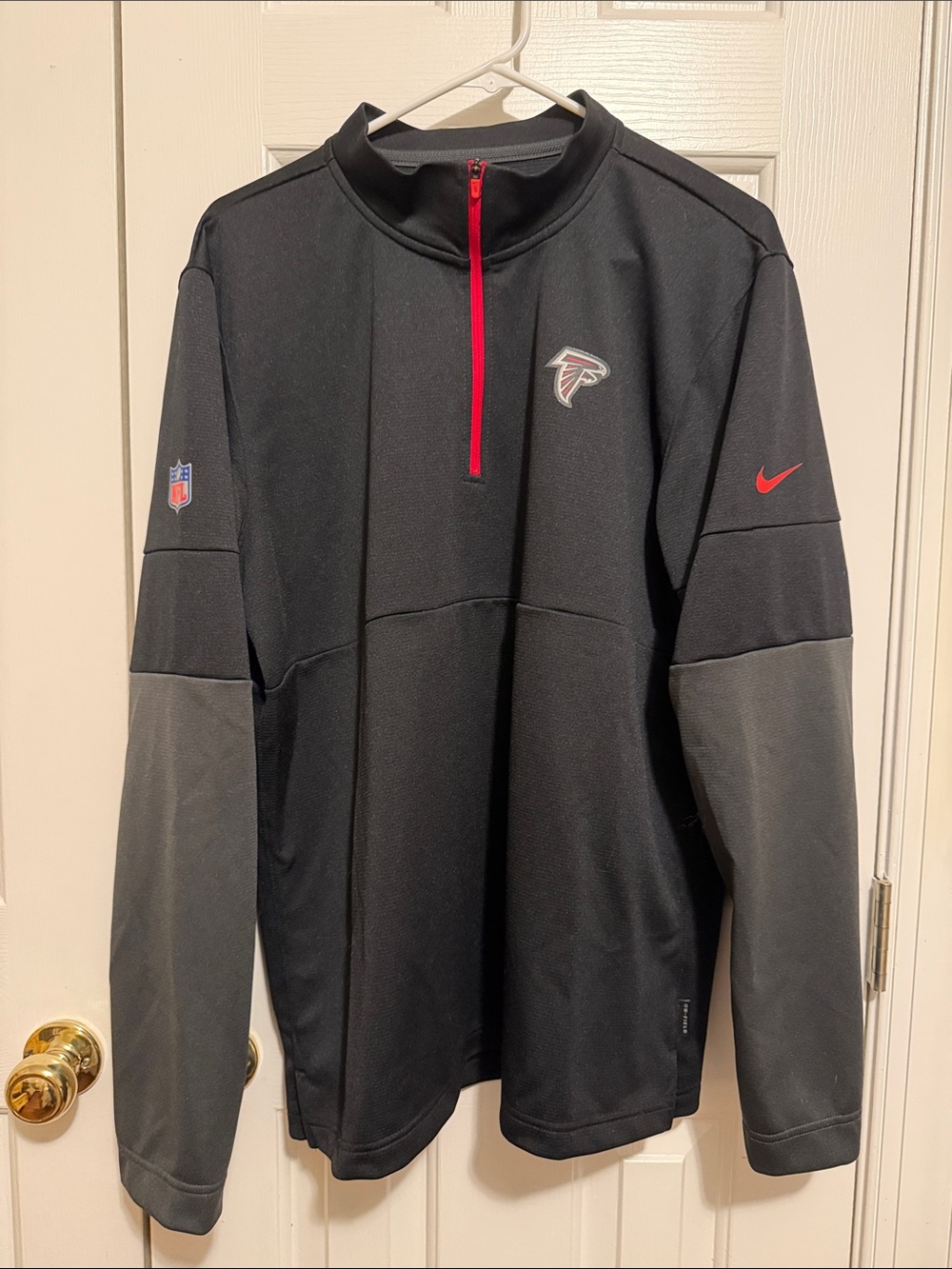 Nike Black and Gray Atlanta Falcons Quarter-Zip Pullover with Red Accents